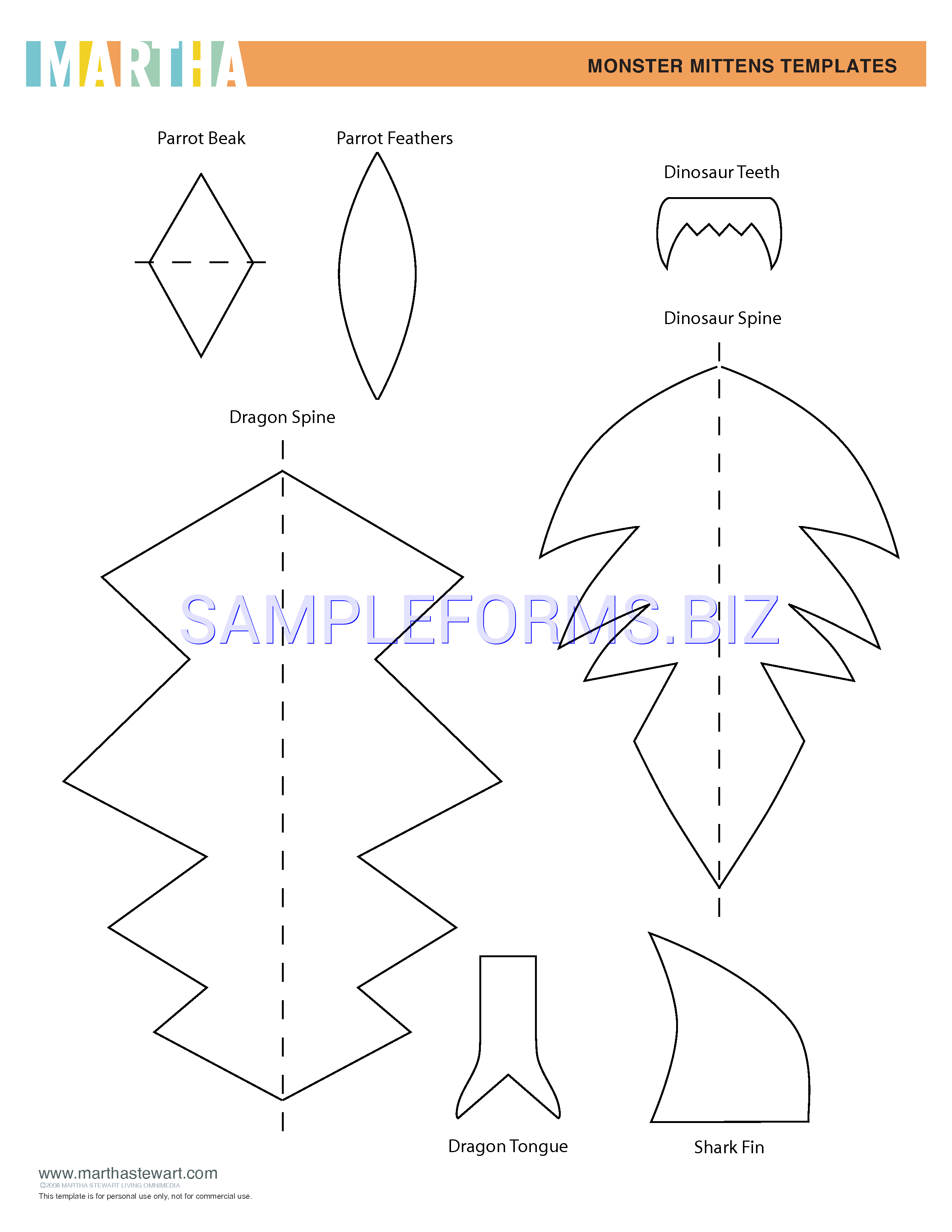 Preview free downloadable Monster Mittens Template in PDF (page 1)
